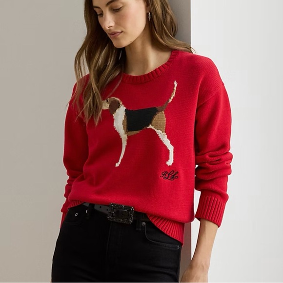 Lauren Ralph Lauren Sweaters - Lauren Ralph Lauren Intarsia-Knit Foxhound Cotton Sweater Sz XL EUC